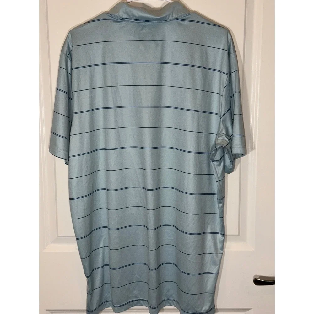 Adidas Golf Mens XL Blue Striped Short Sleeve Performance Polo Shirt